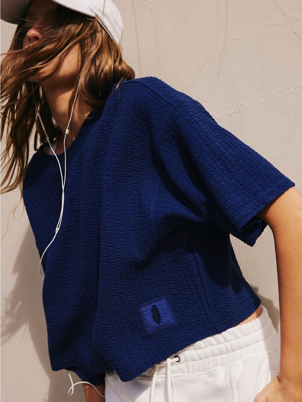 Free People Inspire Texture Tee. Color is called Atlantic, XS. Like new - Picture 5 of 6
